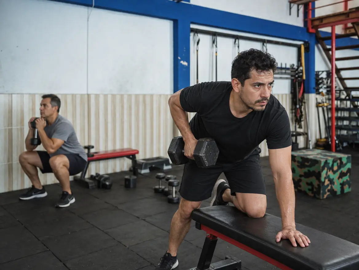Persona entrenando para ganar masa muscular